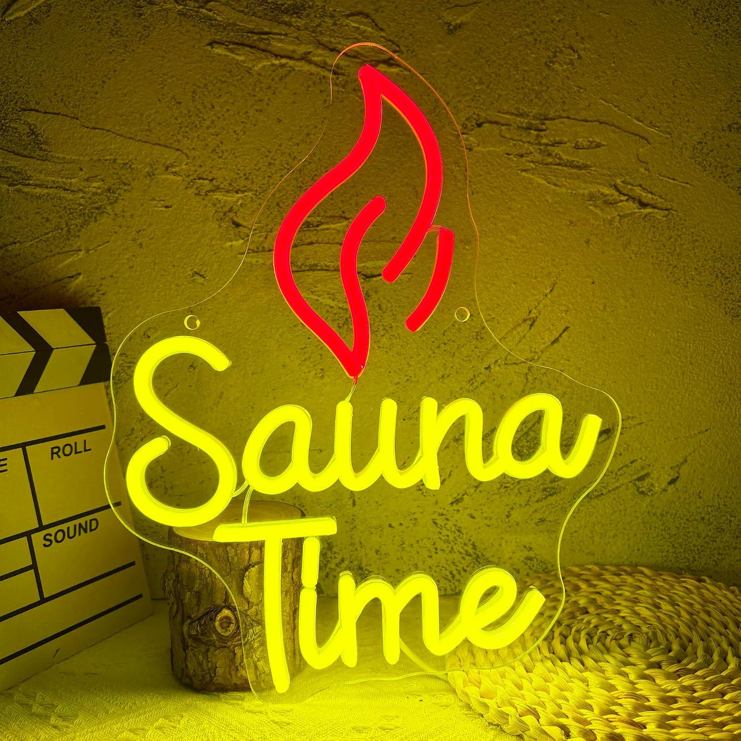 Home Gym Neon Sign - Sauna Time Neon Sign USB Dimmable
