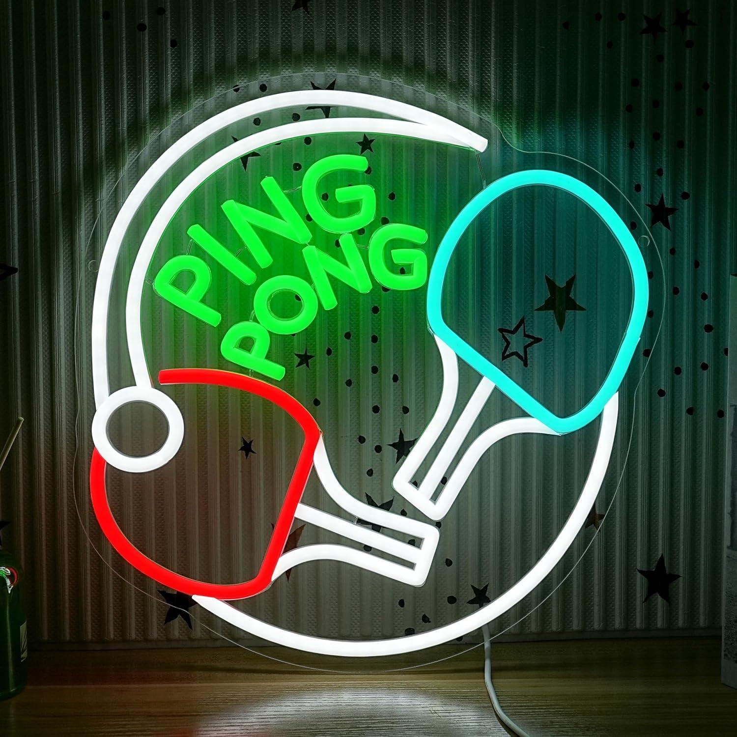 Home Gym Neon Sign - Ping Pong Neon Sign USB Dimmable