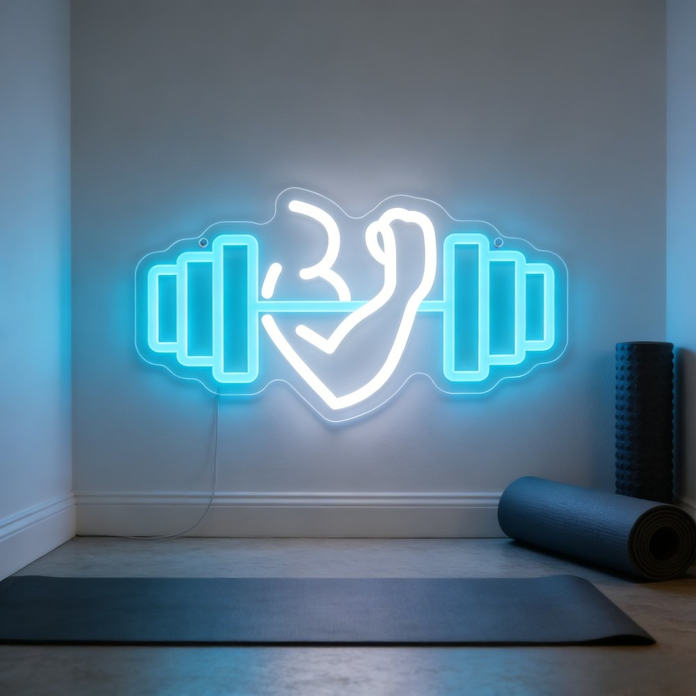 Home Gym Neon Sign - Bicep Dumbbell Neon Sign LED Wall