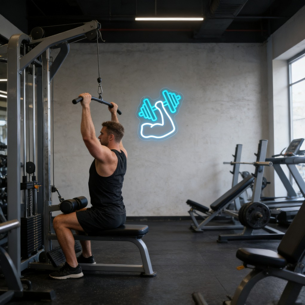 Muscle Arm Dumbbell Neon Sign  - Home Gym Neon Sign review and price