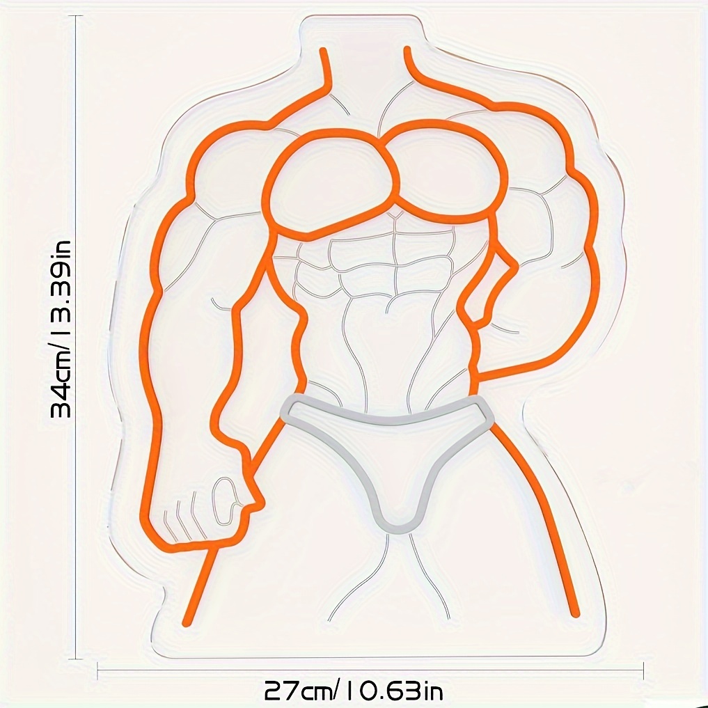 Muscle Man Neon Sign Orange Wh - Home Gym Neon Sign review and price