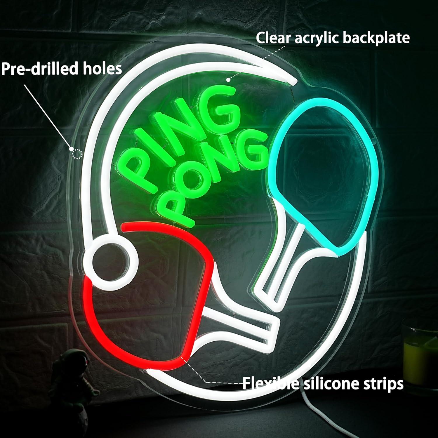 Ping Pong Neon Sign USB Dimmab - Home Gym Neon Sign review and price