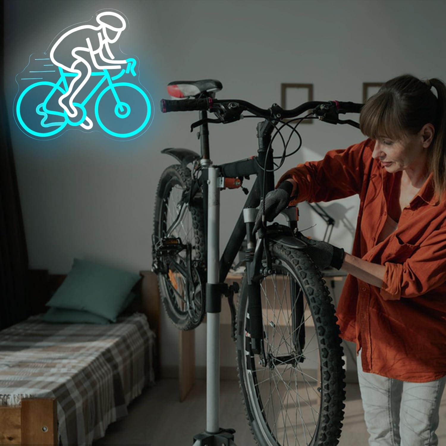 Cyclist Riding Bike Neon Sign  - Home Gym Neon Sign review and price