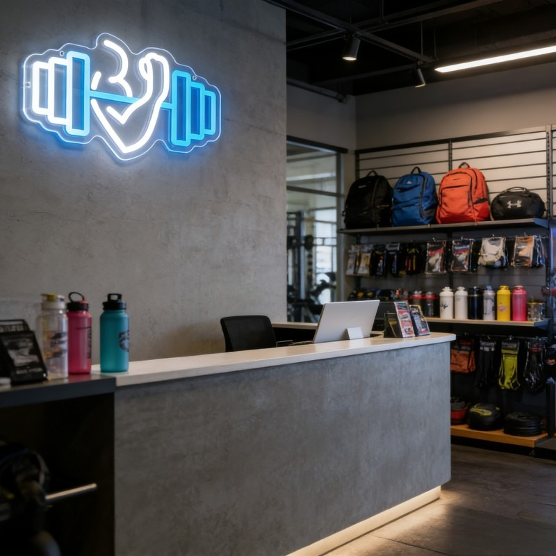 Bicep Dumbbell Neon Sign LED W - Home Gym Neon Sign review and price