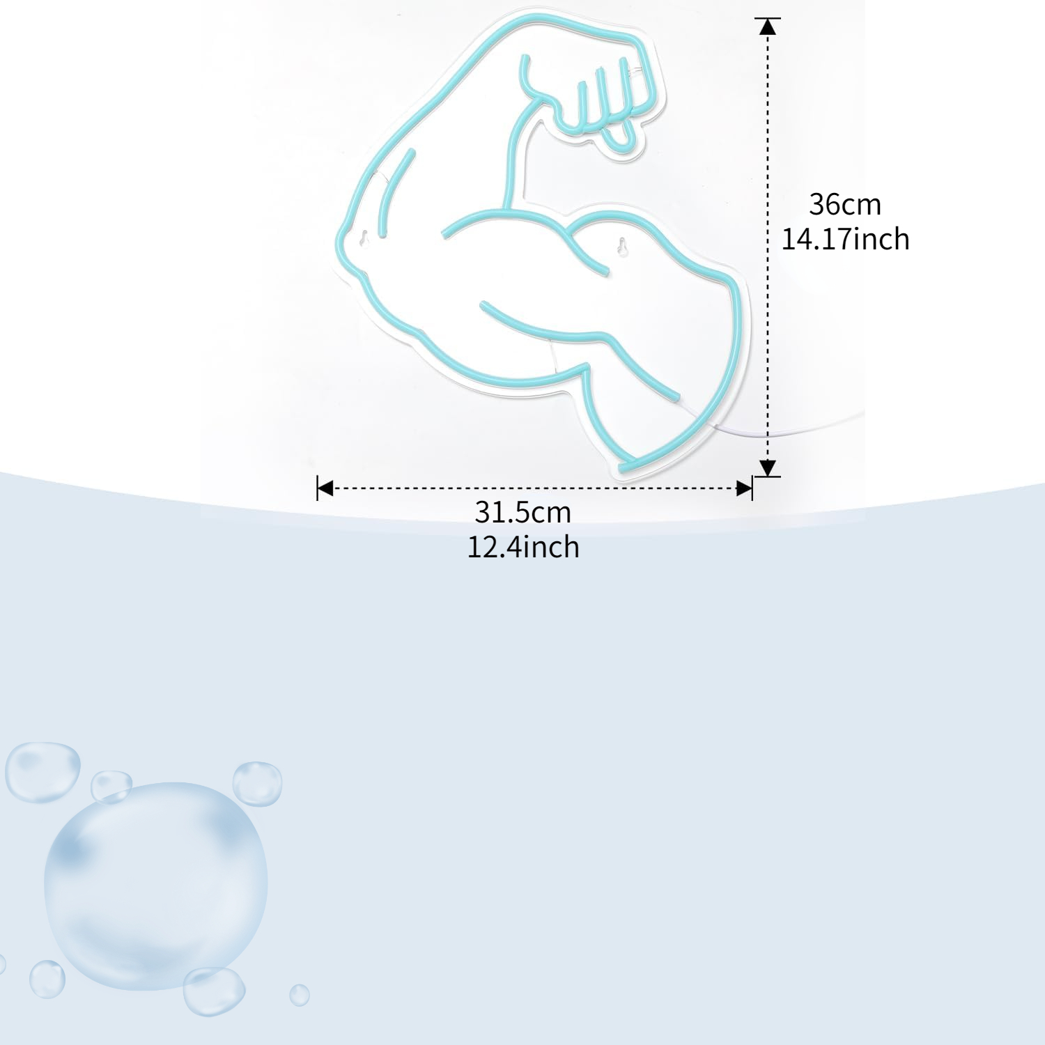 Muscle Arm Neon Sign Blue Glow - Home Gym Neon Sign review and price