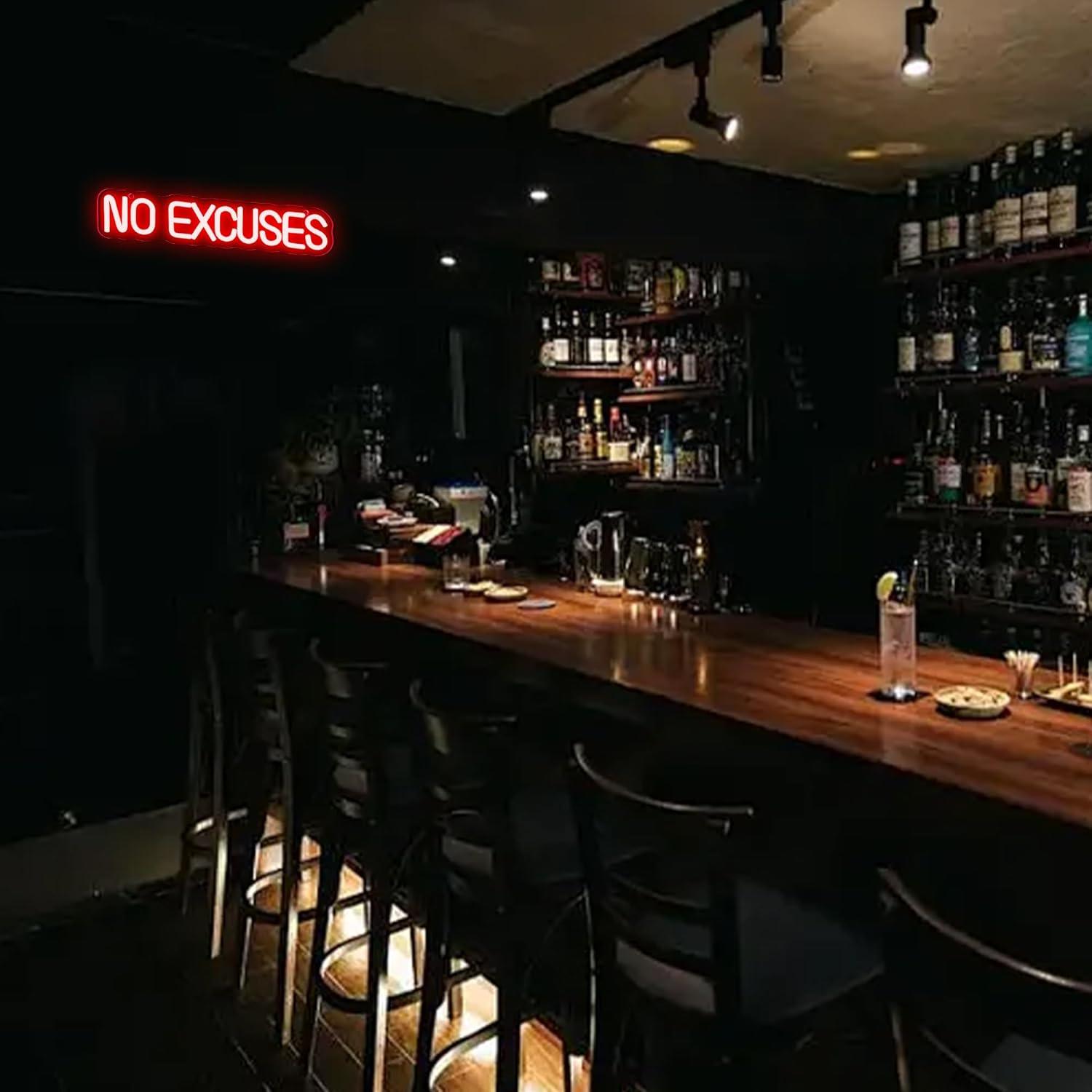 No Excuses Neon Sign USB Dimma - Home Gym Neon Sign review and price